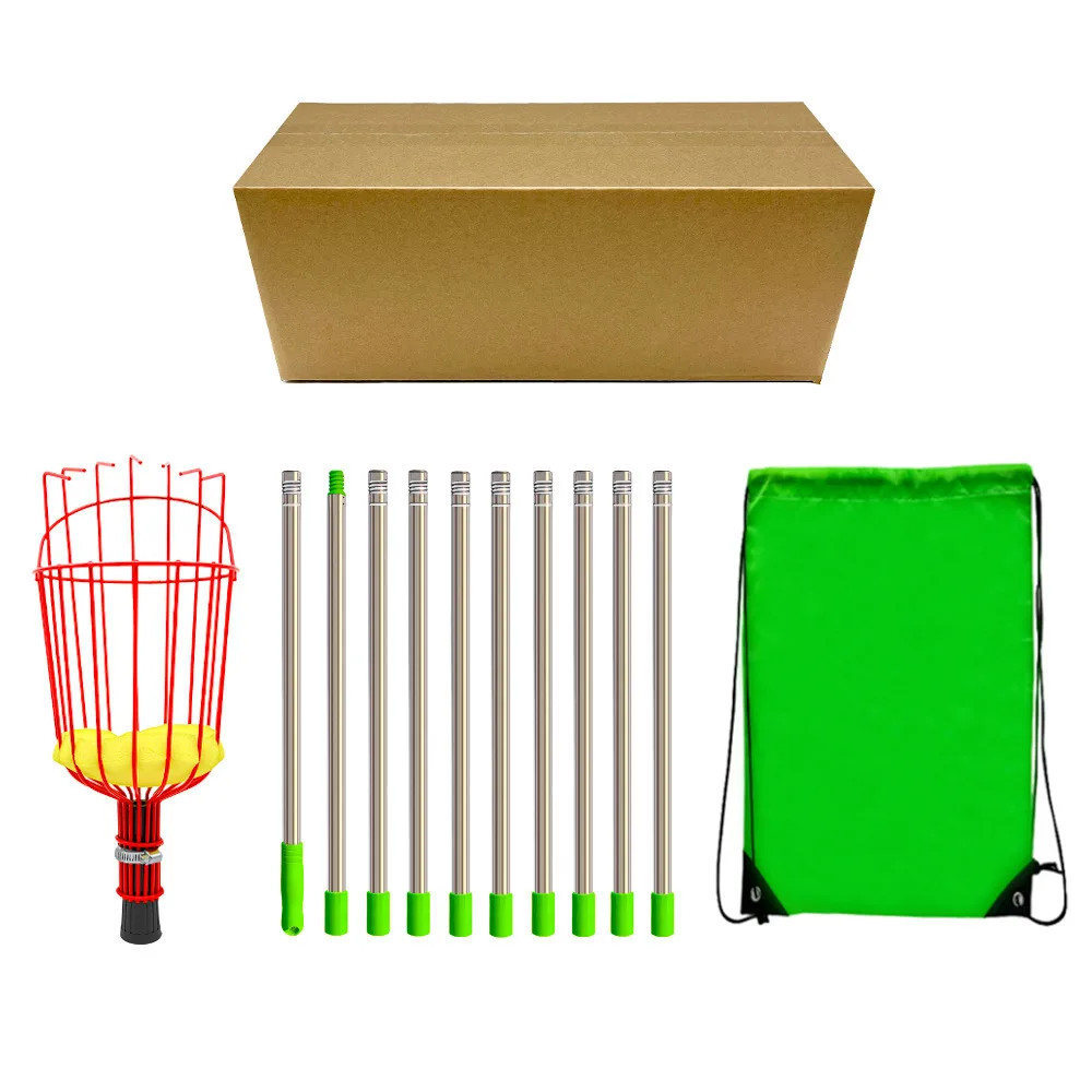 Contenu du cueille-fruits : panier, segments de manche et sac de transport