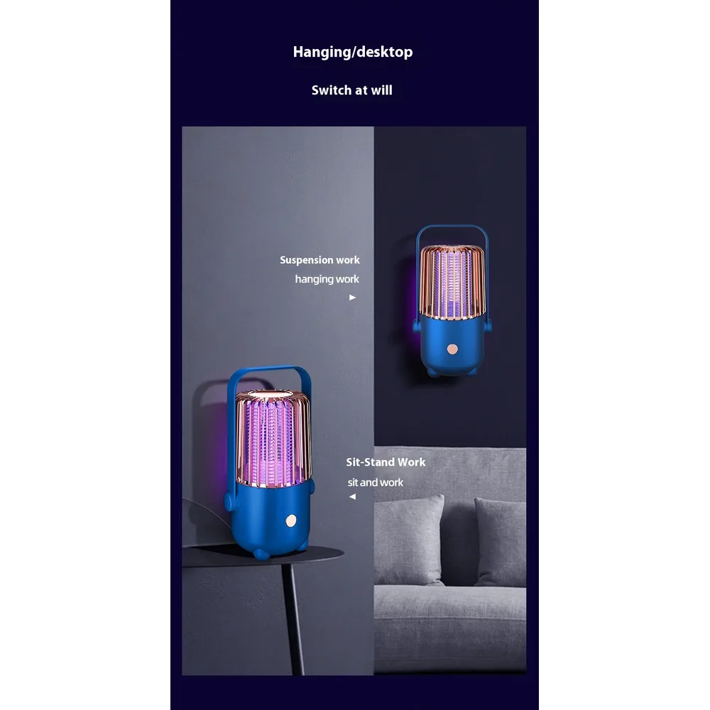 La lampe anti-moustiques suspendue ou posée sur une table